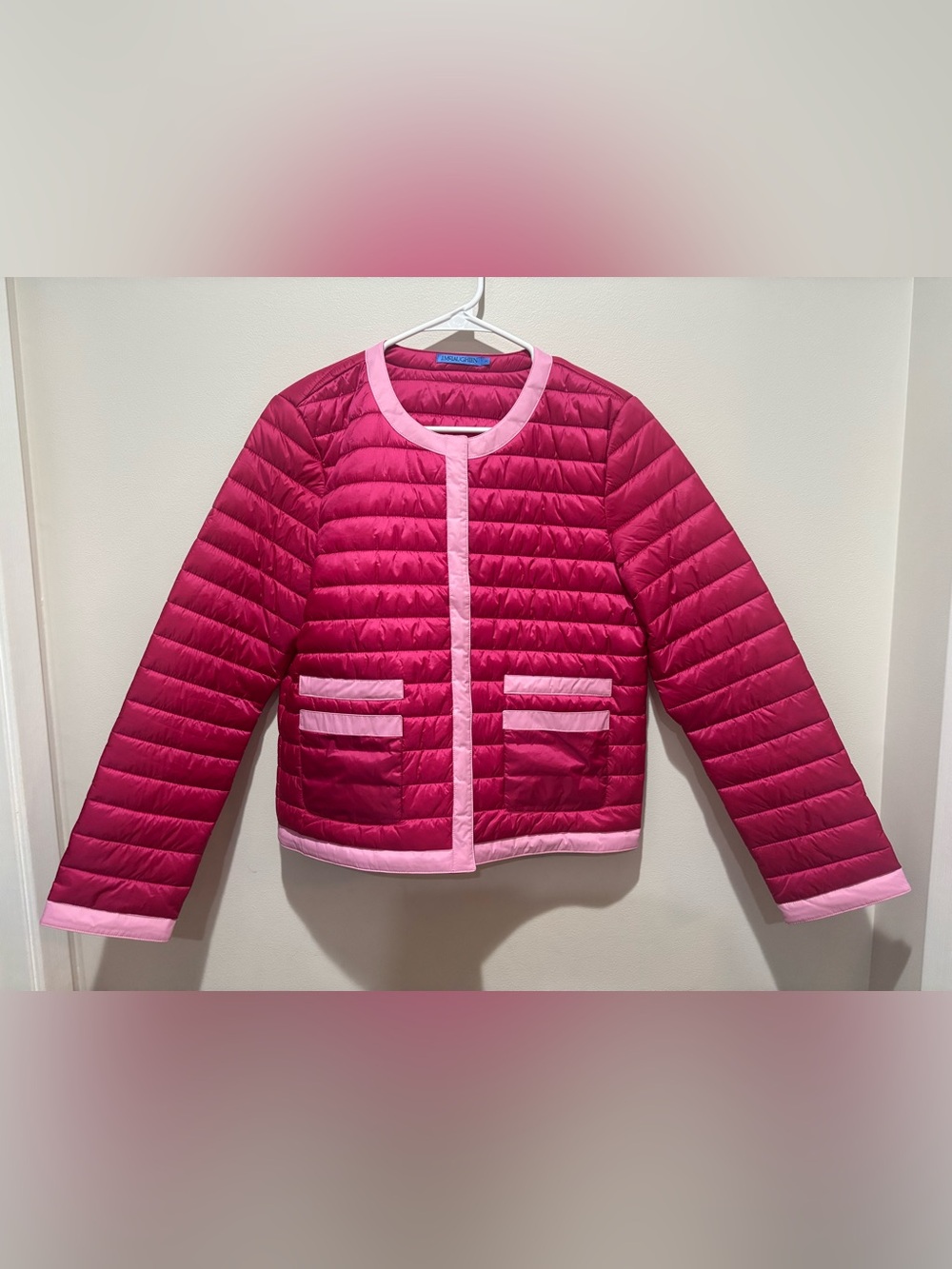 J. McLaughlin Pink Quilted Puffer Jacket Lightweight Two-Tone Women’s Medium